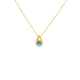 14k Yellow Gold Drop 3mm MT Yogo Sapphire Necklace