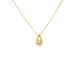 14k Yellow Gold Drop 3mm MT Yogo Sapphire Necklace
