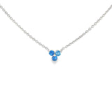 14k White Gold 0.37ctw MT Yogo Sapphire 3 Stone Necklace