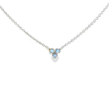 14k White Gold 0.37ctw MT Yogo Sapphire 3 Stone Necklace