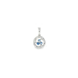14k White Gold 0.12ctw MT Yogo Sapphire Circle Pendant
