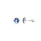 14k White Gold Nature Inspired 0.82 ctw MT Yogo Sapphire Earrings