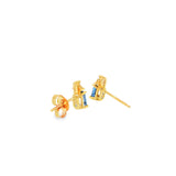 14k Yellow Gold Stud 0.49 ctw MT Yogo Sapphire Earrings