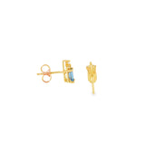 14k Yellow Gold Stud 0.49 ctw MT Yogo Sapphire Earrings