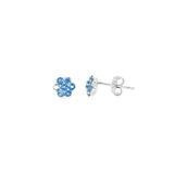 14k White Gold Multi Stone 0.64 ctw MT Yogo Sapphire Earrings