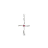 14k White Gold 0.14ctw Ruby Cross Pendant