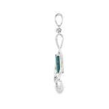 14k White Gold 1.98ctw Blue-Green Tourmaline Free Form Pendant