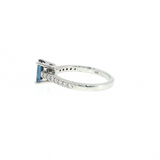 14k White Gold Cathedral 0.69 ctw MT Yogo Sapphire Women's Ring