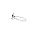 14k White Gold Halo 0.83 ctw MT Yogo Sapphire Women's Ring