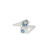 14k White Gold Curved 0.166 ctw MT Yogo Sapphire Women's Ring