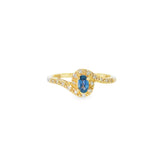 14k Yellow Gold Curved 0.22ctw MT Yogo Sapphire Women's Ring