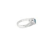 14k White Gold Halo 0.80 ctw MT Yogo Sapphire Women's Ring