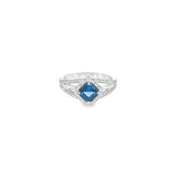 14k White Gold Halo 0.80 ctw MT Yogo Sapphire Women's Ring