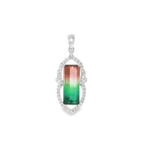 14k White Gold 4.29ctw Watermelon Tourmaline Vintage Inspired Pendant