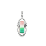 14k White Gold 4.29ctw Watermelon Tourmaline Vintage Inspired Pendant