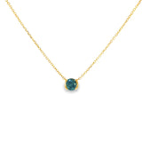 14k Yellow Gold 0.59ctw Round Montana Sapphire Half Bezel Pendant