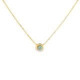 14k Yellow Gold 0.59ctw Round Montana Sapphire Half Bezel Pendant