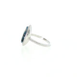 14k White Gold Vintage Inspired Montana Agate Women's Ring