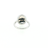 14k White Gold Vintage Inspired Montana Agate Women's Ring