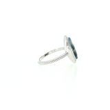 14k White Gold Vintage Inspired Montana Agate Women's Ring