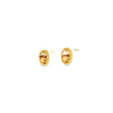 14k Yellow Gold Stud Montana Agate Earrings