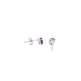 14k White Gold 0.60 ctw Stud Amethyst Earrings