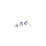 14k White Gold 0.60 ctw Stud Amethyst Earrings