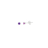 14k White Gold 3mm Stud Amethyst Earrings