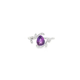 14k White Gold 0.88 ctw Amethyst Nature Inspired Women's Ring