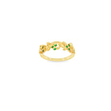 14k Yellow Gold 0.17 ctw Emeralds Nature Inspired Women's Ring