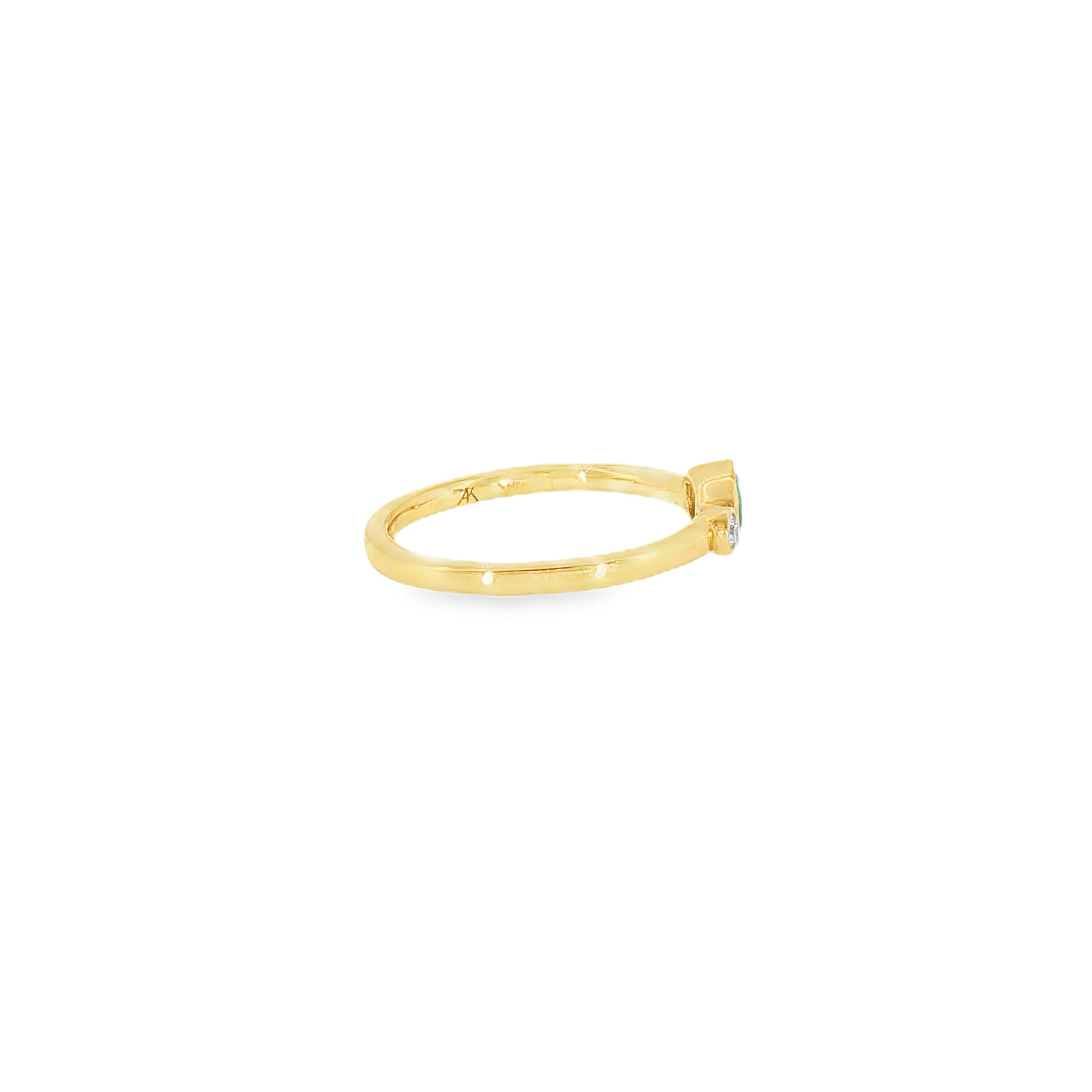 14k Yellow Gold 0.20 ctw Emerald Geometric Women's Ring