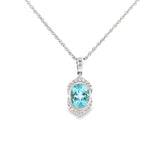 14k White Gold 1.40ctw Aquamarine Vintage Inspired Pendant
