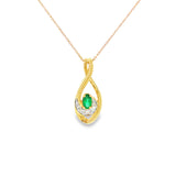 14k Yellow Gold 0.20ctw Emerald Free Form Pendant