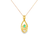 14k Yellow Gold 0.20ctw Emerald Free Form Pendant