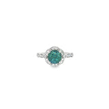 14k White Gold 1.77 ctw Montana Sapphire Halo Women's Ring