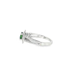 14k White Gold 0.87 ctw Montana Sapphire Halo Women's Ring