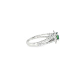 14k White Gold 0.87 ctw Montana Sapphire Halo Women's Ring