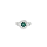 14k White Gold 0.87 ctw Montana Sapphire Halo Women's Ring