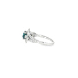 14k White Gold 1.26 ctw Montana Sapphire Halo Women's Ring