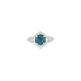14k White Gold 1.26 ctw Montana Sapphire Halo Women's Ring