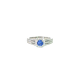 14k White Gold 0.41 ctw Montana Sapphire Halo Women's Ring