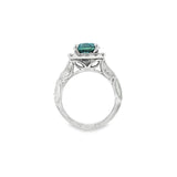 14k White Gold 3.11 ctw Montana Sapphire Halo Women's Ring