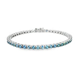 14k White Gold 6.42 ctw Montana Sapphire Tennis Bracelet
