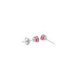 14k White Gold 1.27 ctw Stud Ruby Earrings