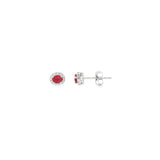 14k White Gold 0.38 ctw Halo Ruby Earrings