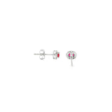 14k White Gold 0.38 ctw Halo Ruby Earrings