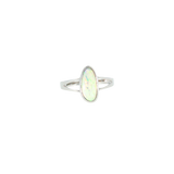 14k White Gold 0.90 ctw Opal Bezel Women's Ring