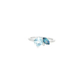 14k White Gold Blue Topaz Multi Stone Women's Ring