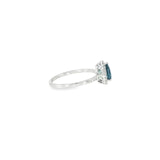14k White Gold 0.70 ctw Blue Topaz Halo Women's Ring