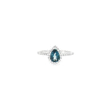 14k White Gold 0.70 ctw Blue Topaz Halo Women's Ring